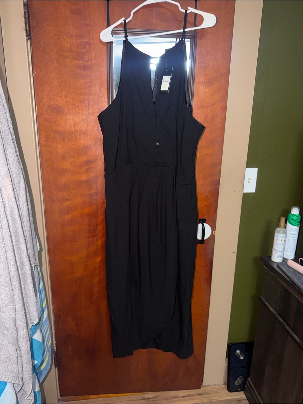 City Chic Black Sleeveless Wrap-Front Midi Dress